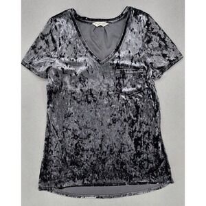 Spring + Mercer Velvet Legging Tee Women's SMALL Gray Crushed Velvet Top‎